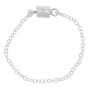 Fermoir aimanté 10x4 mm avec chainette Forçat limée de sécurité 7 cm - Argent 925