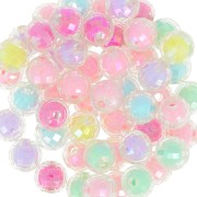 Assortiment de perles rondes facettées 10 mm - Transparent AB - Multi Pastel x10