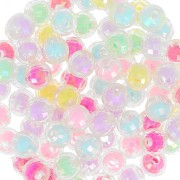 Assortiment de perles rondes facettées 8 mm - Transparent AB - Multi Pastel x15|raw }}