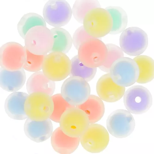 Assortiment de perles rondes effet dépoli 11.5 mm - Transparent - Multi Pastel x10