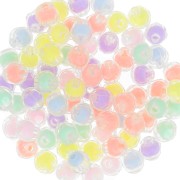 Assortiment perles rondes aplaties facettées 8x7.5mm Transparent -Multi Pastel x15
