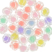 Assortiment de perles fleurs 11 mm - Transparent - Multicolore Pastel x8|raw }}