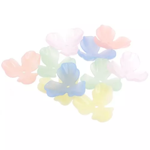 Pendentifs fleur 36 mm en acrylique transparente - Multicolore pastel x6