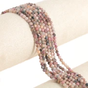 Perles rondes facettées 3 mm pierre gemme - Rhodonite x39cm