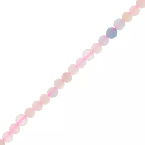 Perles rondes facettées 3 mm pierre gemme - Morganite x39cm
