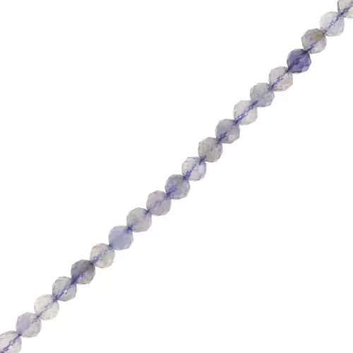 Perles rondes facettées 3 mm pierre gemme - Iolite x39cm