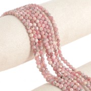 Perles rondes facettées 3 mm pierre gemme - Rhodochrosite x39cm