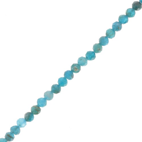 Perles rondes facettées 3 mm pierre gemme - Apatite x38.5 cm