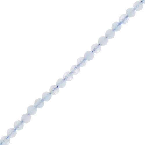 Perles rondes facettées 3 mm pierre gemme - Aigue-marine x38cm