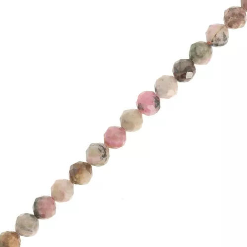 Perles rondes facettées 4.5 mm pierre gemme - Rhodonite x38cm