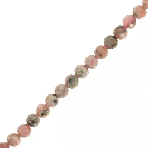 Perles rondes facettées 4 mm pierre gemme - Rhodochrosite x39cm