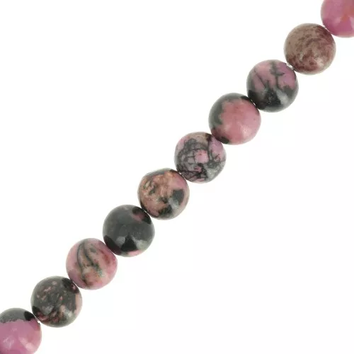 Perles rondes 6.5 mm pierre gemme - Rhodonite x37cm