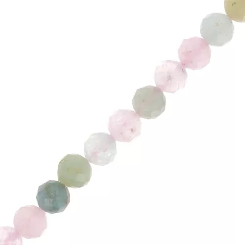 Perles rondes facettées 6 mm pierre gemme - Morganite x38cm