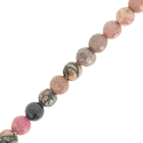 Perles rondes facettées 6 mm pierre gemme - Rhodonite x38cm