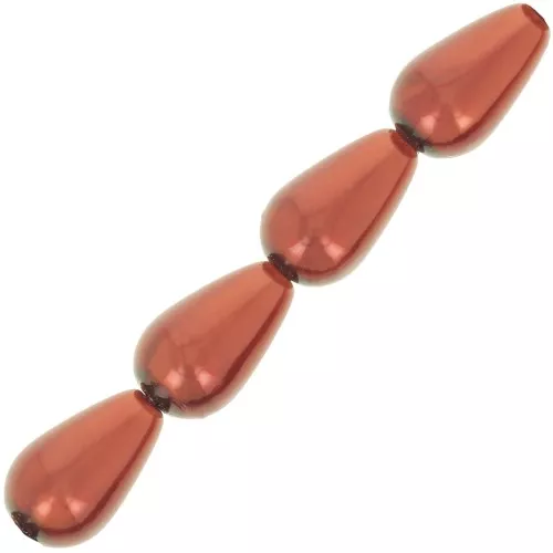 Perles nacrées Preciosa - Pearshape Pearl 10x6 mm - Dark Copper x10