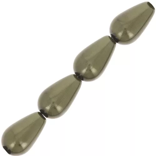 Perles nacrées Preciosa - Pearshape Pearl 10x6 mm - Dark Green x10
