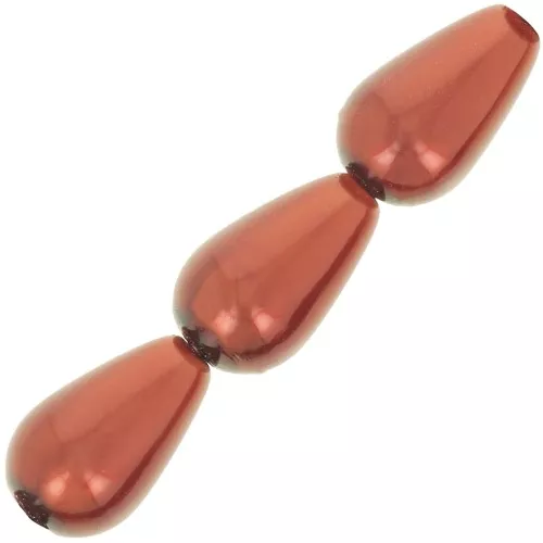 Perles nacrées Preciosa - Pearshape Pearl 15x8 mm - Dark Copper x5