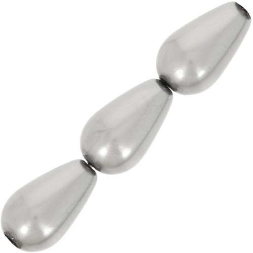 Perles nacrées Preciosa - Pearshape Pearl 15x8 mm - Dark Grey x5