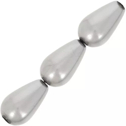 Perles nacrées Preciosa - Pearshape Pearl 15x8 mm - Dark Grey x5