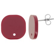 Clous d'oreilles carrés arrondis en acrylique opaque 15 mm - Bordeaux x2|raw }}