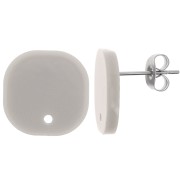 Clous d'oreilles carrés arrondis en acrylique opaque 15 mm - Gris x2|raw }}