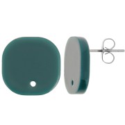 Clous d'oreilles carrés arrondis en acrylique opaque 15 mm - Vert bouteille x2|raw }}