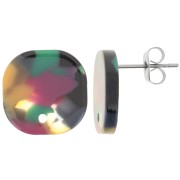 Clous d'oreilles carrés arrondis en acétate 15mm Ecaille de tortue Vert - Fuchsia x2|raw }}