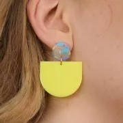 Clous d'oreilles carrés arrondis en acétate 15 mm - Marbré Violet - Saumon x2