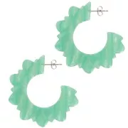 Créoles fleurs plates 49 mm en acétate - Marbré Multi-vert nacré x2