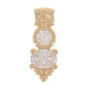 Pendentif avec oxydes de zirconium et petites boules 12x4 mm - Plaqué Or 3 microns|raw }}