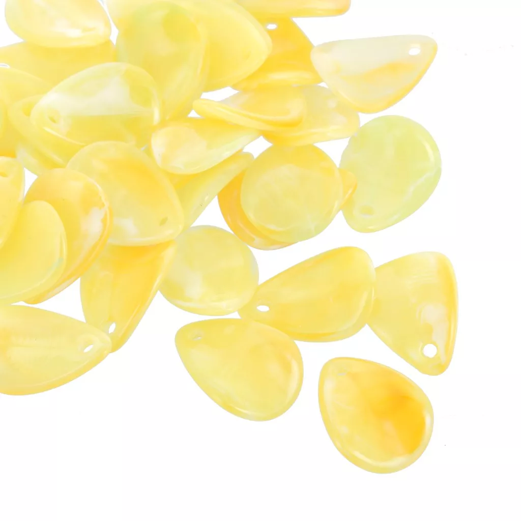 Perles en résine opaque 16 mm - Jaune miel marbré x4 - Perles & Co