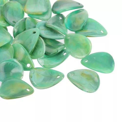 Sequins pétales de fleurs incurvés 17 mm en acrylique - Marbré Multi-vert x15