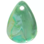 Sequins pétales de fleurs incurvés 17 mm en acrylique - Marbré Multi-vert x15