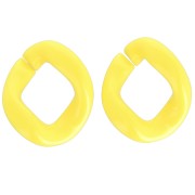 Maillon ovale torsadé en acrylique 39x34 mm - Jaune fluo x1