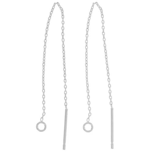 Chaines d'oreilles traversantes maille Forçat 70 mm anneau ouvert - Placage Argent fin x2