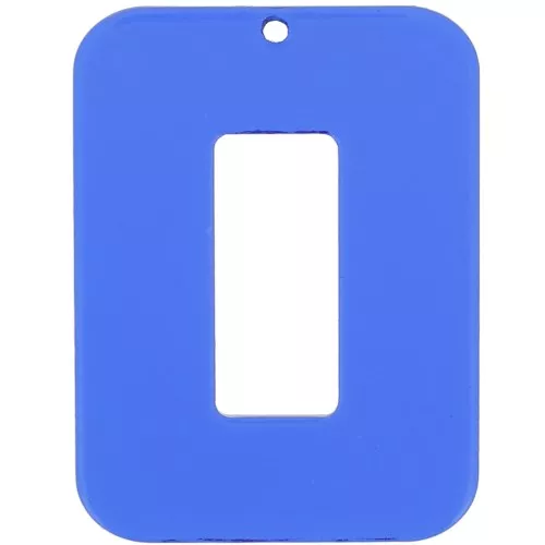 Pendentif rectangle évidé 40x30 mm en acrylique transparent - Bleu électrique x1
