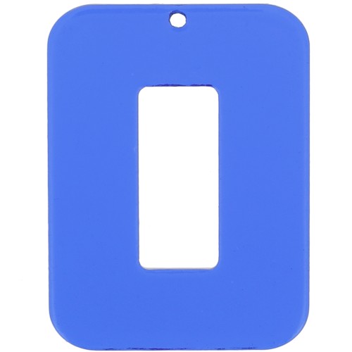 Pendentif rectangle évidé en acrylique transparent 40x30 mm - Bleu électrique x1