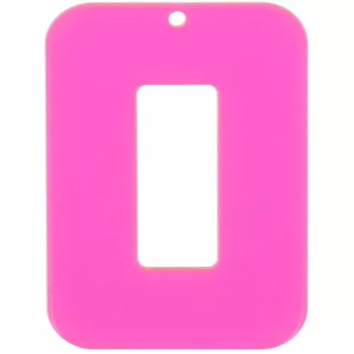 Pendentif rectangle évidé 40x30 mm en acrylique transparent - Rose - orange fluo