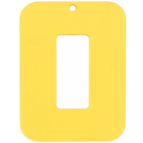 Pendentif rectangle évidé 40x30 mm en acrylique transparent - Jaune x1
