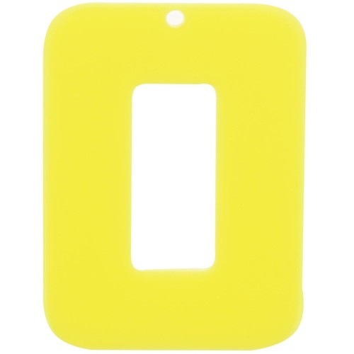 Pendentif rectangle évidé en acrylique opaque 40x30 mm - Jaune fluo x1
