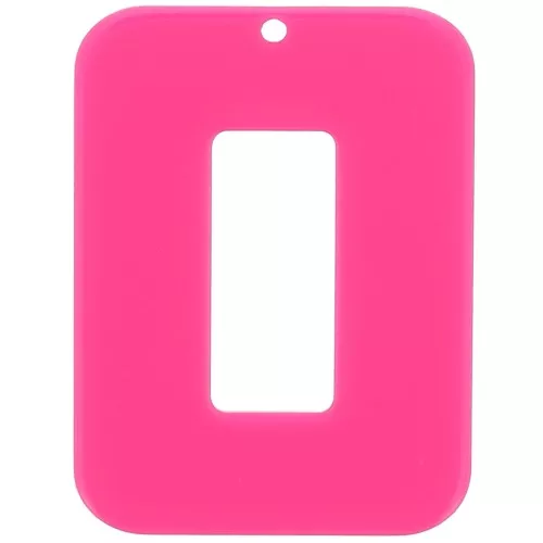 Pendentif rectangle évidé 40x30 mm en acrylique opaque - Fuchsia x1