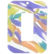 Pendentif rectangle évidé 40x30 mm en acétate - Abstrait Violet - Saumon x1