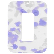 Pendentif rectangle évidé en acétate 40x30 mm - Terrazzo Violet - Blanc nacré x1