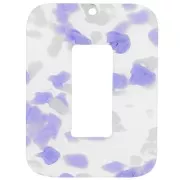 Pendentif rectangle évidé en acétate 40x30 mm - Terrazzo Violet - Blanc nacré x1