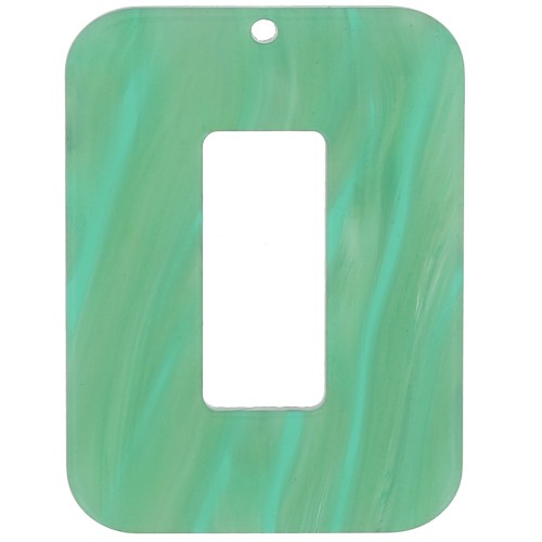 Pendentif rectangle évidé 40x30 mm en acétate - Marbré Multi-vert nacré x1