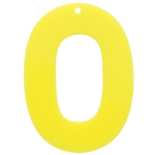 Pendentif ovale évidé en acrylique opaque 47x34 mm - Jaune fluo x1