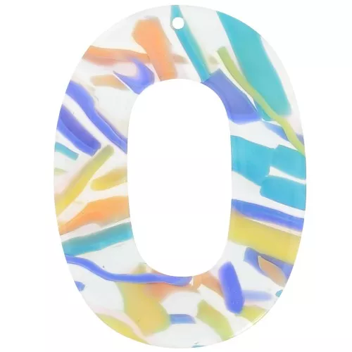Pendentif ovale évidé 47x34 mm en acétate - Abstrait Violet - Saumon x1