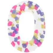 Pendentif ovale évidé en acétate 47x34 mm - Terrazzo Vanille - Rose Pastel x1