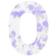 Pendentif ovale évidé en acétate 47x34 mm - Terrazzo Violet - Blanc nacré x1|raw }}