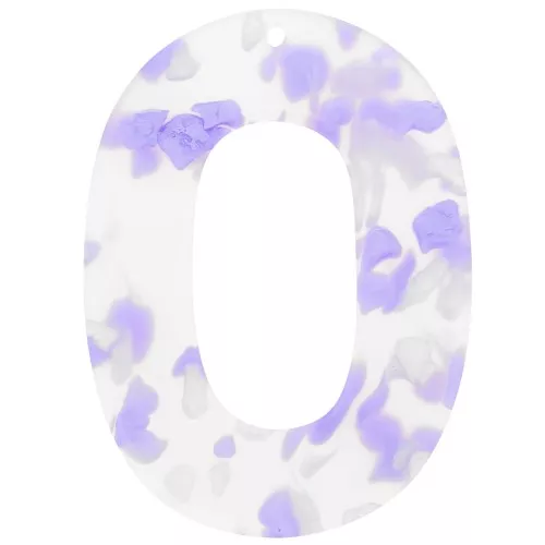 Pendentif ovale évidé 47x34 mm en acétate - Terrazzo Violet - Blanc nacré x1